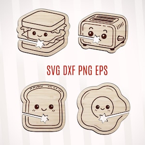 Bread Clip SVG Bundle, Funny Bread Bag Clip SVG, Food Bag Holder Laser Cut Files, Funny SVG Bag Holder Laser, Wooden Bread Clip dxf svg