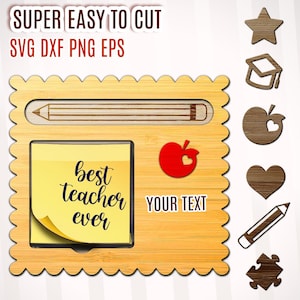 Teacher Appreciation Laser Cut Files, Teacher Sticky Note Holder SVG, Personalized Teacher Gift, Teacher Note Pad Holder, Teacher Laser File