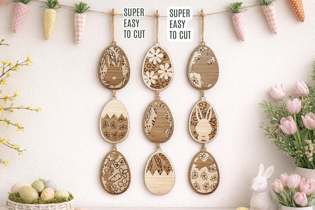Layered Easter Egg SVG Bundle, 3D Bunny Ornaments, Laser Cut Files - Etsy