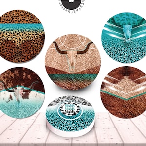 Bundle de sublimation de sous-verre de voiture, sous-bock de voiture Western png, accessoires de voiture Boho, impression par transfert, Texas PNG
