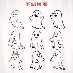 Cute Ghost Halloween SVG, Cute Halloween Ghosts SVG, Halloween Decor Laser Cut File, Cute Ghost Svg Png, Sheet Ghost Svg Png