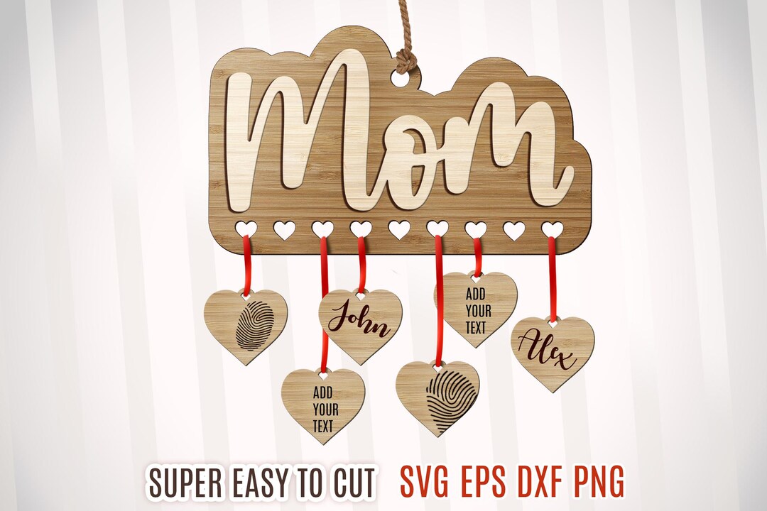 Mom Signs With Kid Names, Mom Hearts Svg Mothers Day, Personalized Mom ...