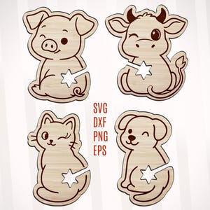 Funny Bread Clip SVG Bundle, Cat Butt Bread Bag Clip SVG, Food Bag Holder Laser Cut Files, Farm Animals  Bag Holder Laser, Wooden Bread Clip