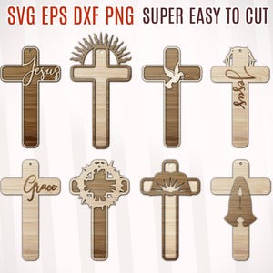 Christian Cross Laser Cut Bundle, Jesus Cross Christian Laser Cut, Religious Cross Ornament SVG, Cross Svg, Jesus Svg, Faith Svg, Glowforge