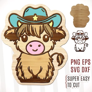 Cute Highland Cow Svg, Cute Farm Animals, Baby Highland Cow, Cow Multilayer Svg, Baby Cow Svg Dxf, Layered Highland Cow Svg, Glowforge SVG