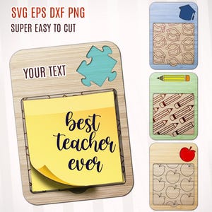 Teacher Sticky Note Holder SVG Bundle, Teacher Appreciation SVG, Teacher Gift Laser Files, Personalized Teacher Appreciation Gift Laser Cut