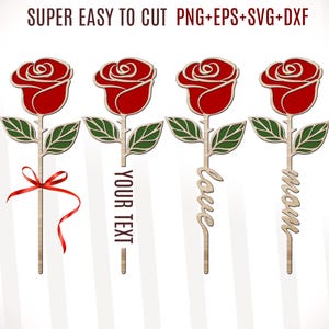 Muttertag Rose Laser Cut Datei-Bundle, Rose Laser Cut Datei, Hölzerne Rose Name svg, Muttertag Blume, personalisiertes Dekor Geschenk, Glowforge