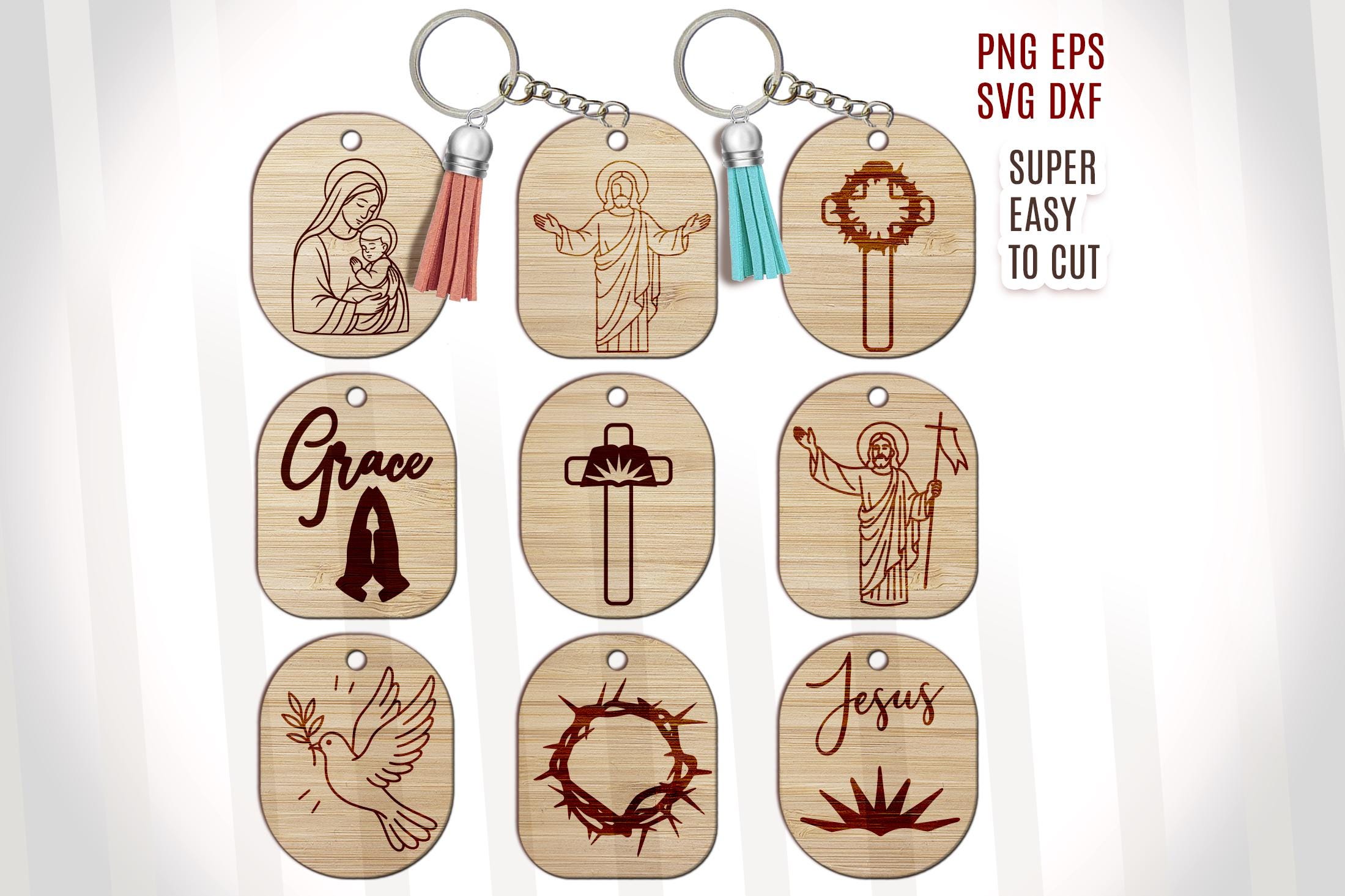 Religious Keychains Svg Christian Keychain SVG Bundle, Religious Laser Cut Files (digital ...
