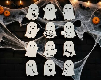 Cute Halloween Ghost SVG Bundle, Spooky Ghosts SVG, Cute Ghost with Pumpkin, Ghost with Coffee svg,  Halloween Decor SVG, Fall Ghosts Svg