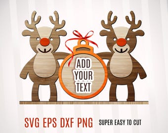 Personalized Christmas Reindeer Stand Ornament svg, Reindeer Laser File SVG DXF, Wood Decor dxf, Christmas Decor SVG, Christmas svg