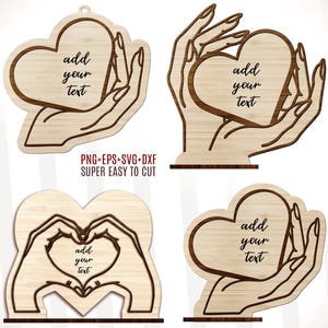 Personalized Hand With Heart Svg Laser Cut, Personalized Holding Heart Hand Stand Decor, Mothers Day Svg,Mothers Day Gifts Svg,Glowforge Svg