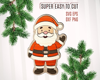 Santa Claus Ornament Laser Cut File, Christmas SVG (Digital Download)