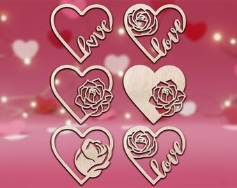 Valentine's Day Heart SVG Bundle, Glowforge Ready (Digital File)