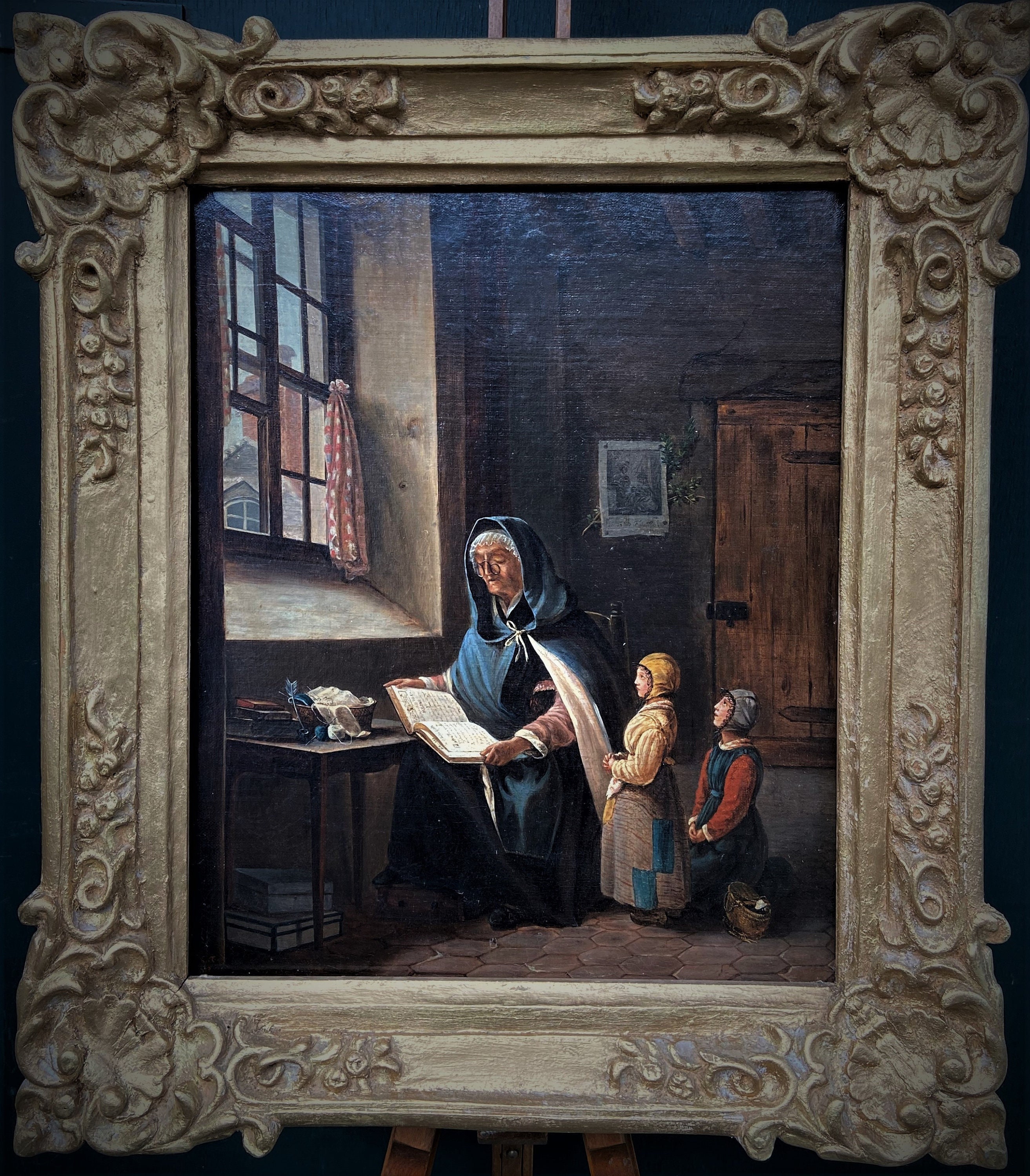 Scène d'intérieur. Huile sur Toile. Xix Siècle