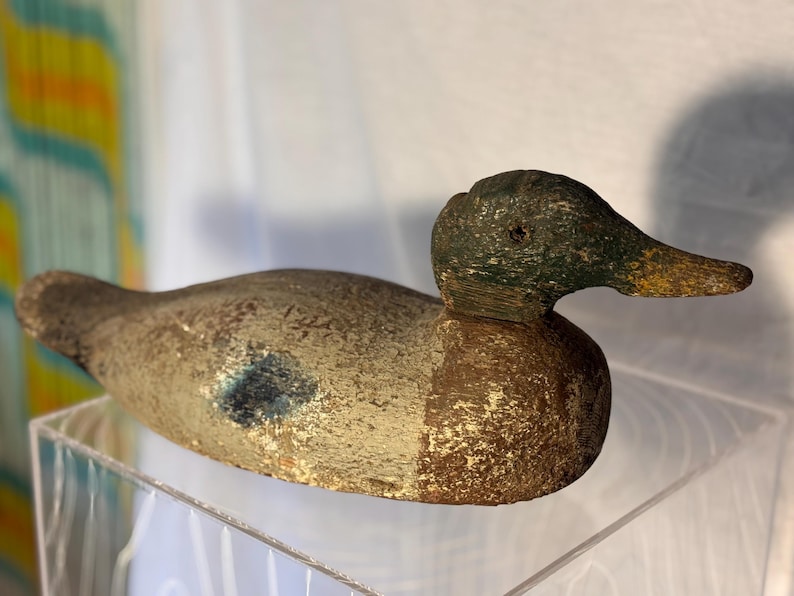 Primitive Wooden Mallard Drake Decoy – Vintage Hand-Carved Duck Decoy – Folk Art Hunting Decor image 4