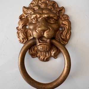 Vintage Solid Brass Lion Head Drawer Pulls