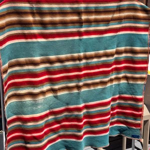 Vintage Pendleton Serape Blanket | Southwestern Wool Camp Blanket | Rustic Ranch Decor & Upholstery Textile image 4