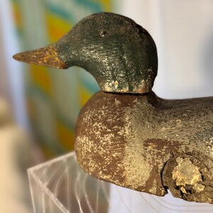 Primitive Wooden Mallard Drake Decoy – Vintage Hand-Carved Duck Decoy – Folk Art Hunting Decor image 3