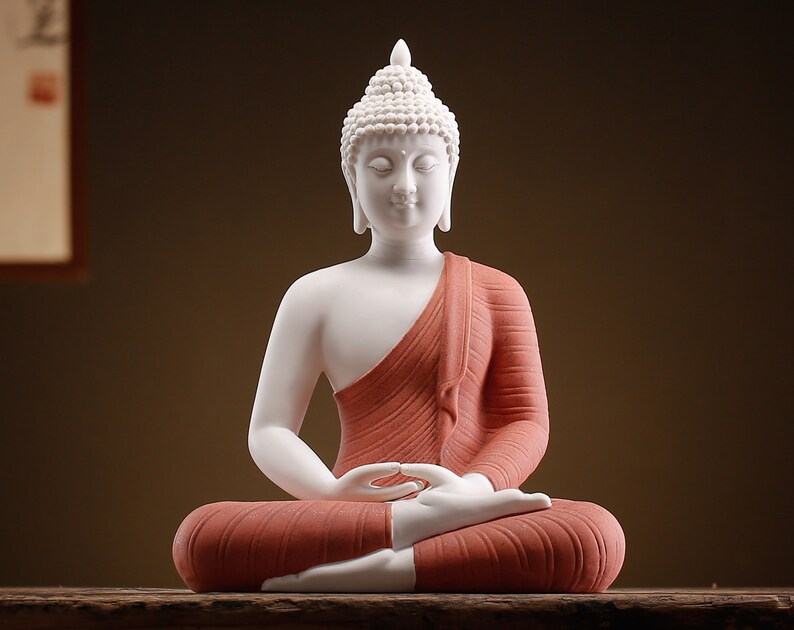 12 Inch Ceramic Buddha Statue Sitting Buddha Meditating Etsy