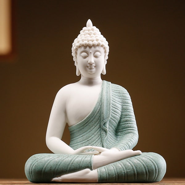 6 inch Small Buddha Statue for Home Decor, Ceramic Meditation Buddha Decor for Home