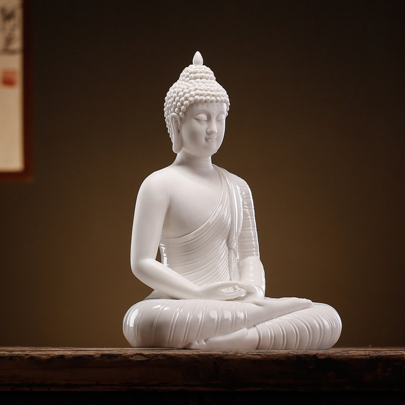 12 Inch Ceramic Buddha Statue Sitting Buddha Meditating Etsy