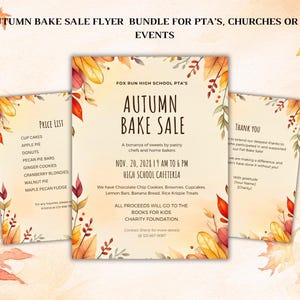 EDITABLE Fall Bake Sale Flyer Bundle | Autumn Bake Sale Flyer | PTA, Church Fundraiser Flyer | Bake Sale and Fundraiser  | Instant Download