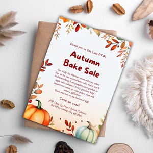 EDITABLE Autumn Bake Sale Flyer Bundle | Fall Bake Sale Flyer | PTA, Church Fundraiser Flyer | Bake Sale and Fundraiser  | Instant Download