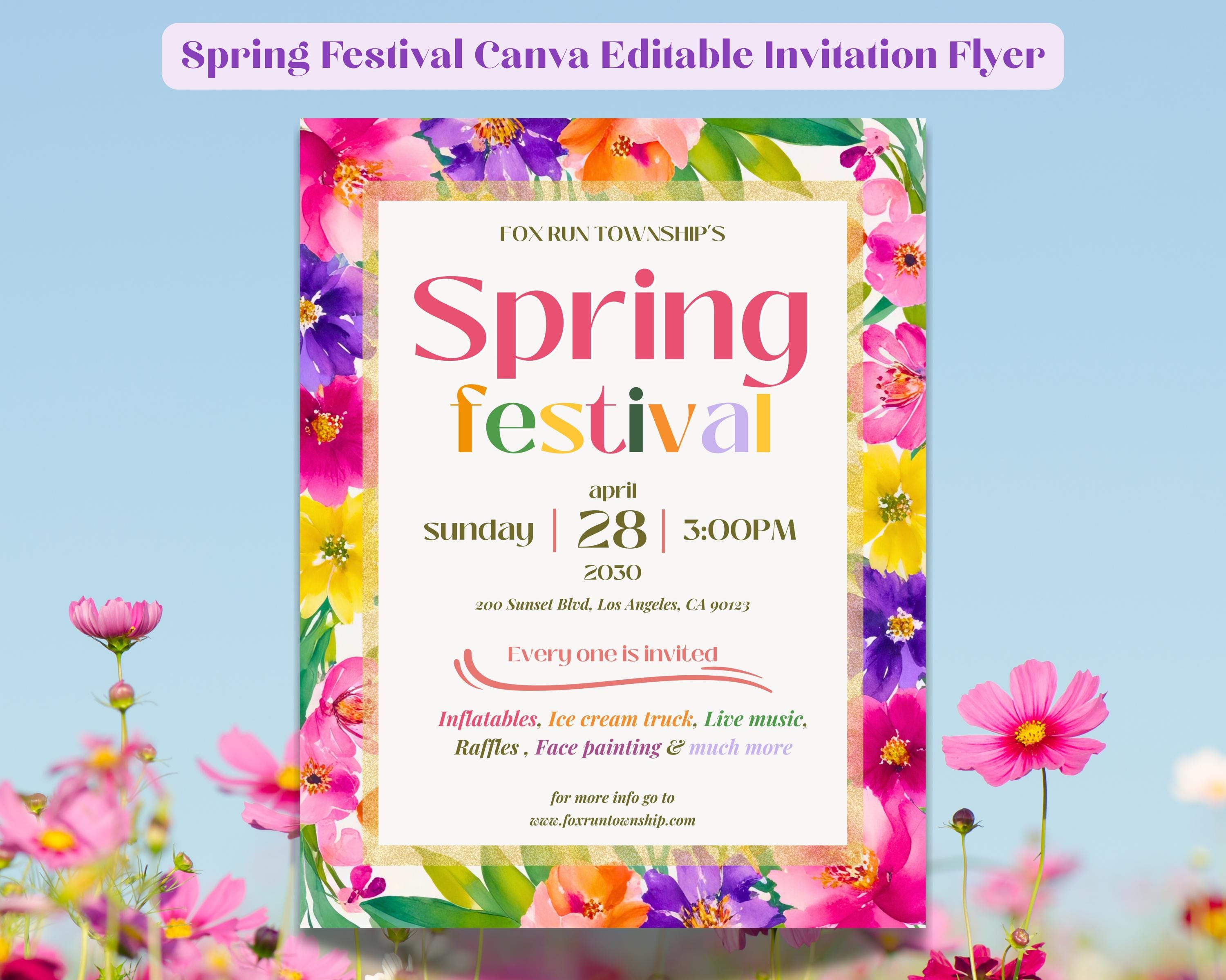 Spring Fair Invitation Spring Festival Invitation Flyer: Editable Canva Template - Etsy