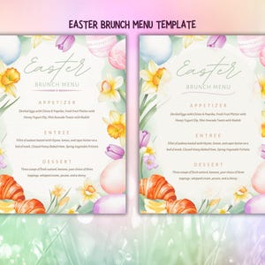 Easter Brunch Menu Template: Spring Floral Design (Digital Download)