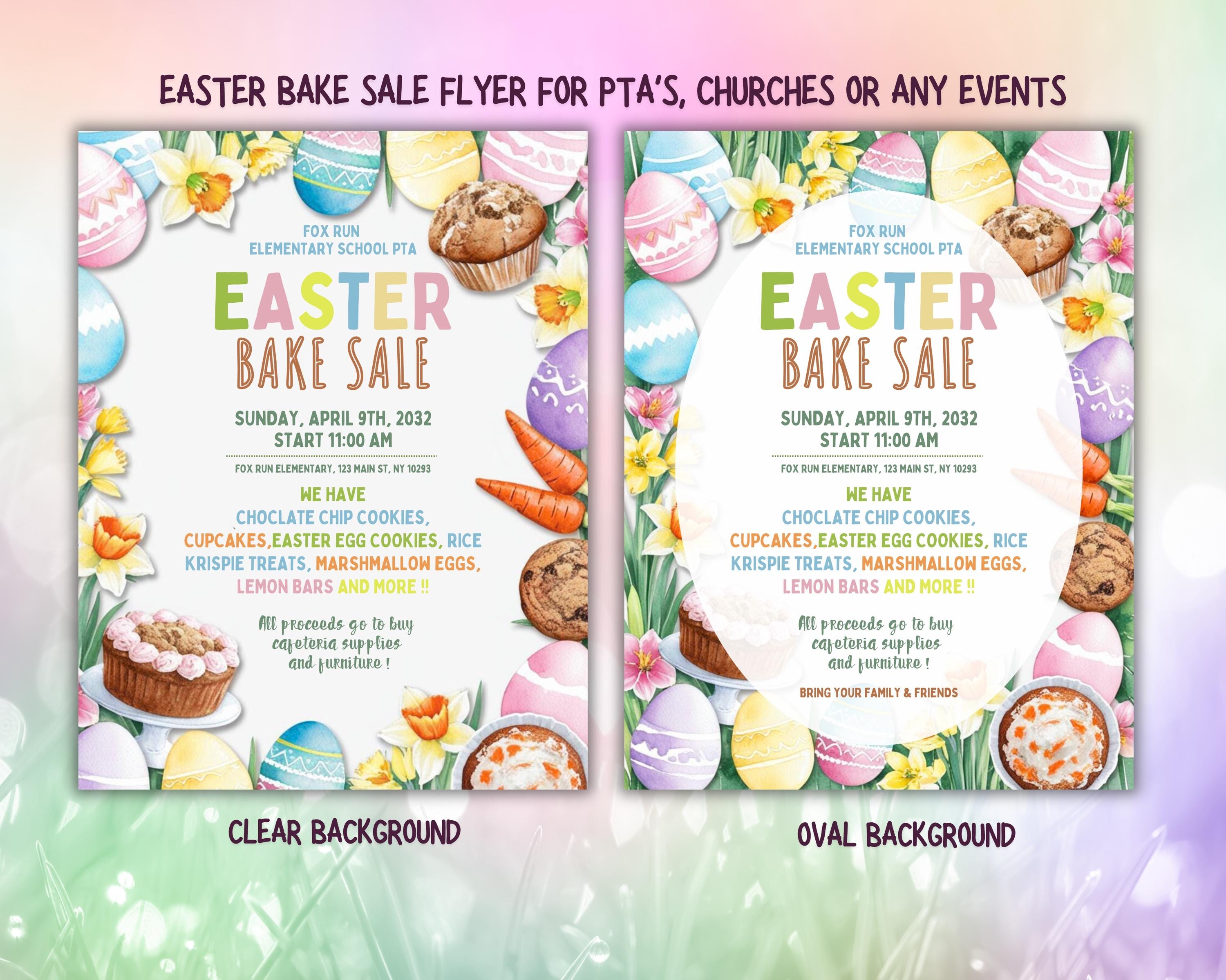 Easter Bake Raffle Editable Easter Bake Sale Flyer | Church & School Fundraiser (printable ...