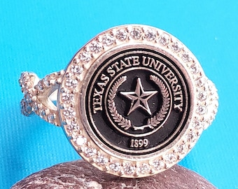 University Graduation Ring,Ring with Elegant Stones,Family Crest Women Ring,Ring for Birthday ,Ring for Christmas,Halloween Ring