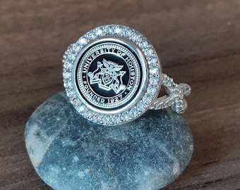 University Graduation Ring,Ring with Elegant Stones,Family Crest Women Ring,Ring  Christmas,Halloween Ring,University of North Carolina Ring