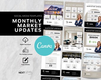 Realtor Monthly Market Update Templates | Canva Social Media Graphics (Digital Download)