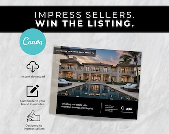 Listing presentation template (Canva) seller guide & CMA pages | US Letter