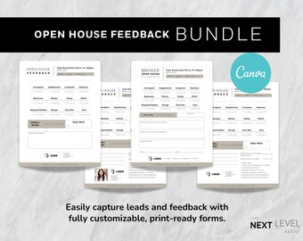 Real Estate Open House Feedback Forms | Editable Canva Templates (Digital Download)