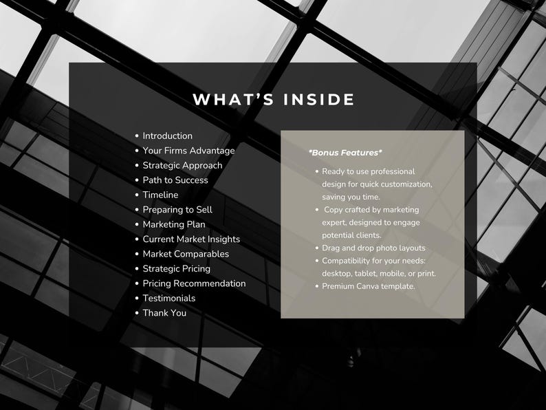 Listing presentation template (Canva) seller guide & CMA pages | US Letter