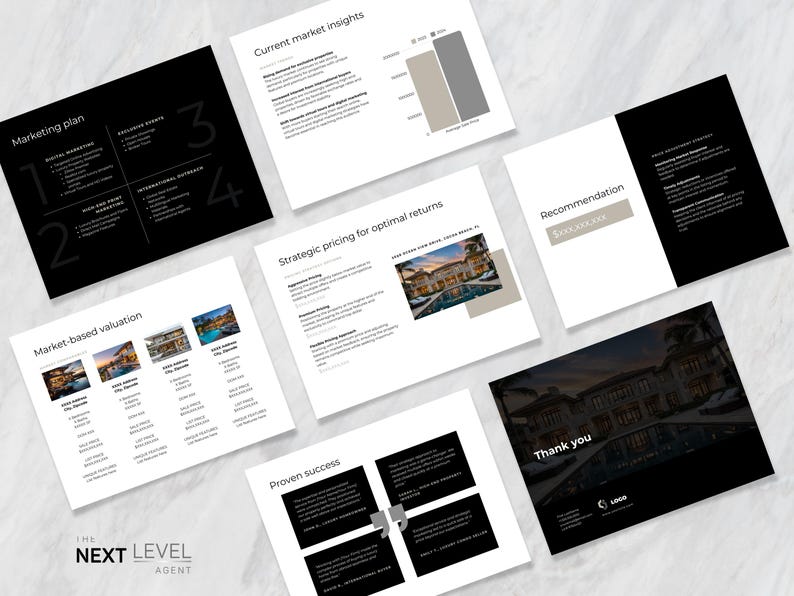Listing presentation template (Canva) seller guide & CMA pages | US Letter