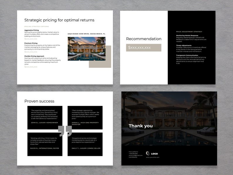 Listing presentation template (Canva) seller guide & CMA pages | US Letter