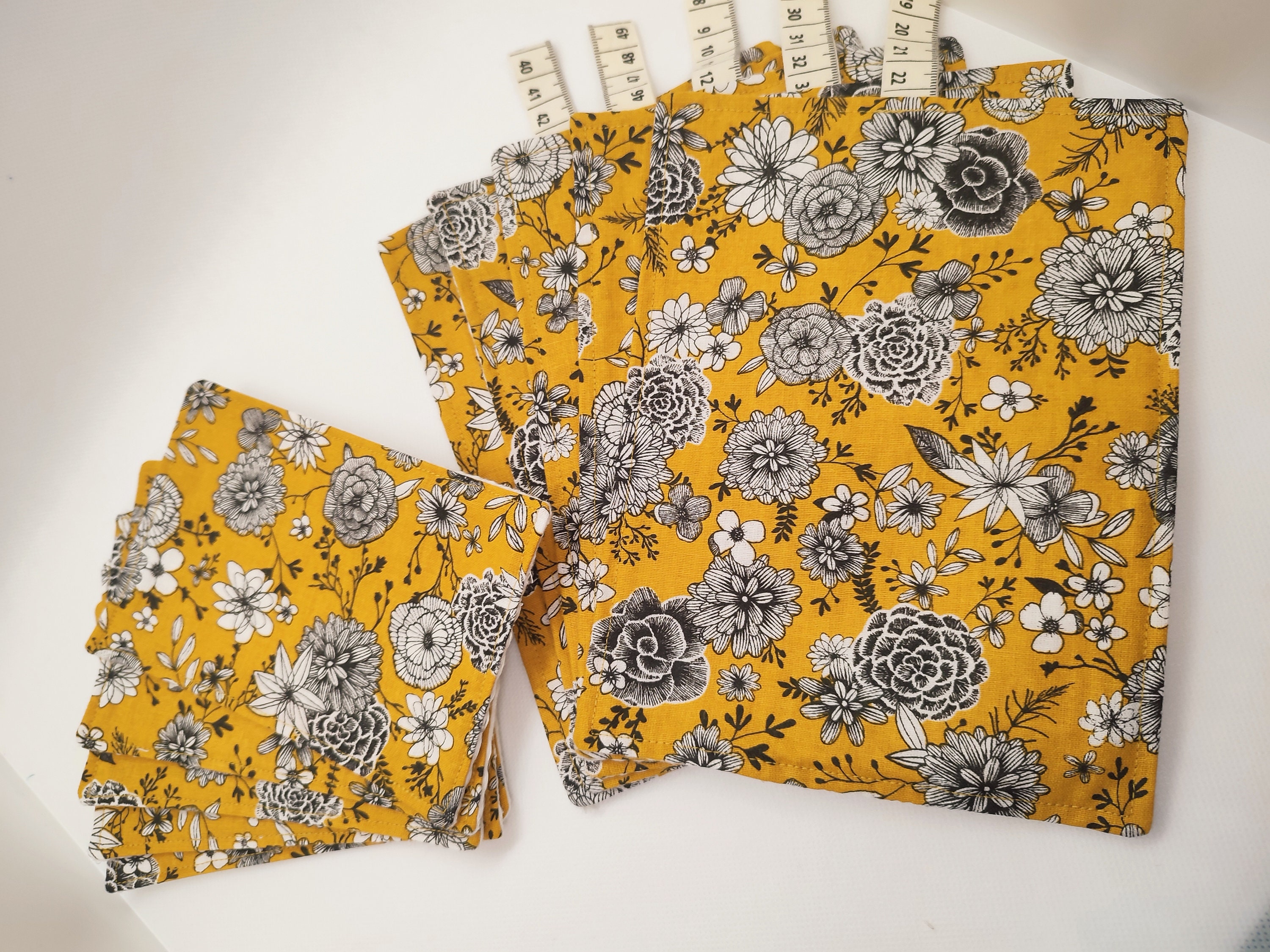 Pack Essuies Tout Lavables Modèle Floral Jaune