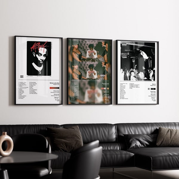 PLAYBOI CARTI BUNDEL Set van 3 | Albumposter | Minimalistisch | Heel veel rood | Playboi Carti | Sterf Lit