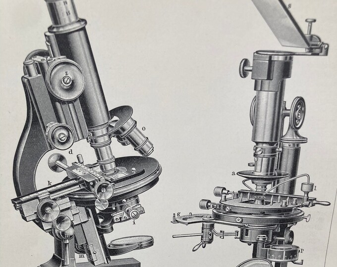 Microscopes. Technology. Original. Vintage. Black and White Print ...