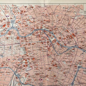 Berlin. Zentrum. Deutschland. Landkarte. Geographie. Antike Lithographie. Original. Vintage. farbiger Print. Selten. Alter Druck. 1907.