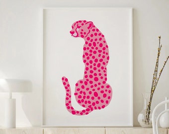 Cheetah Pink Wall Art, Leopard Wall Art, Tigers Printable, Wall Art, Cheetah Print, Tiger Illustration, Big Cat Print, Animal Print