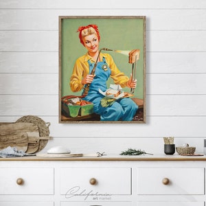 Vintage Kitchen Pin Up Art: Grilled Cheese Print (Digital Download)