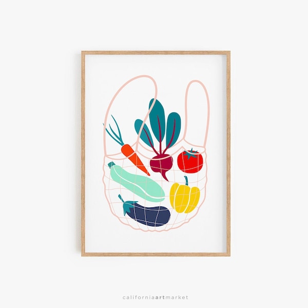 Vegetable Print, Botanical Print, Vegan Print, Kitchen decor, Kitchen Print, Vegetables Decor, Modern Kitchen Art, Mid Century Modern art