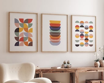 Neutral Geometric Abstract Art Prints: Modern Gallery Wall Set (Digital Download)