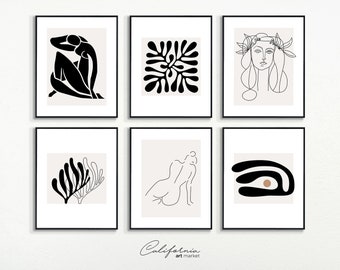 Matisse Print Set of 6, Digital Art Download, Boho Matisse and Picasso Printable Art, Minimalist Gallery Wall Set, Modern Art Prints