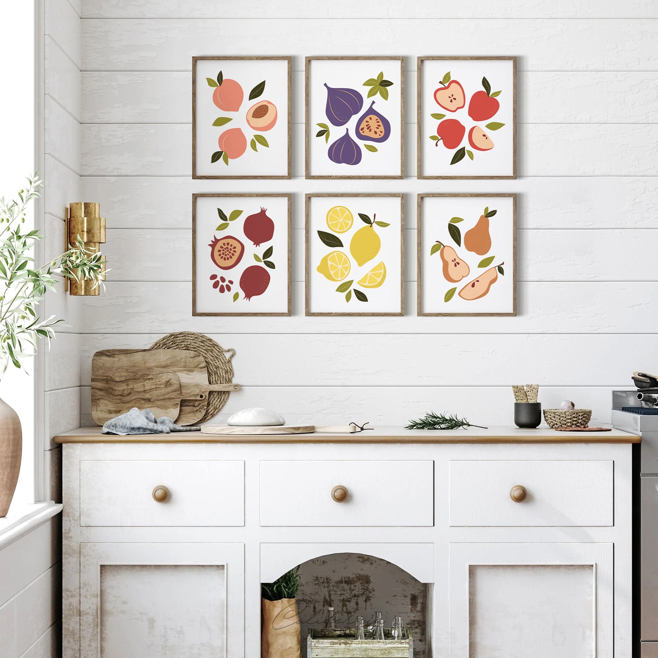 set of 6 baking kitchen prints | cute kitchen decor |... Decorative Kitchen Wall Decor