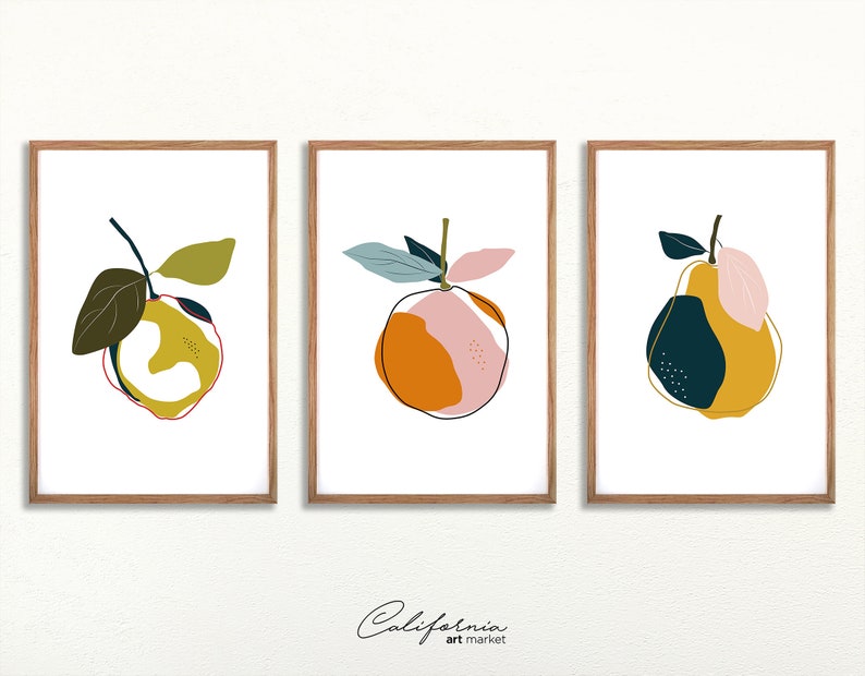 Kitchen Wall Art Set of 3 Dining Room Wall Decor Kitchen Etsy