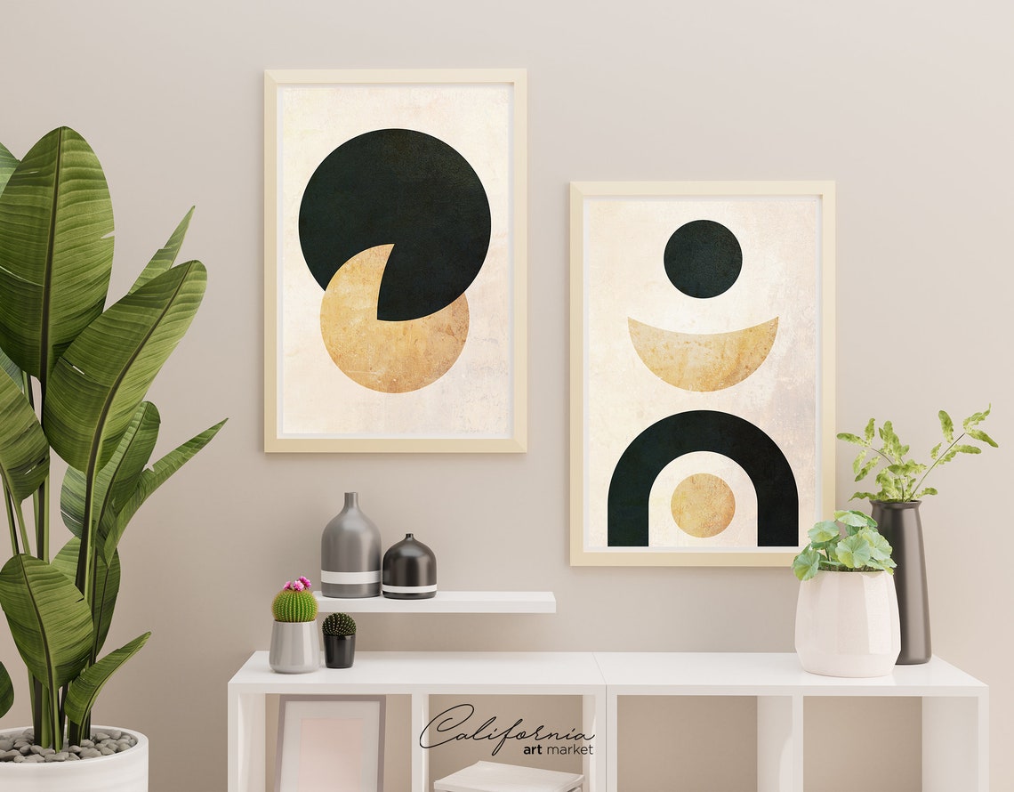 Mid Century Modern Wall Art Print Set of 2 Bedroom Decor - Etsy